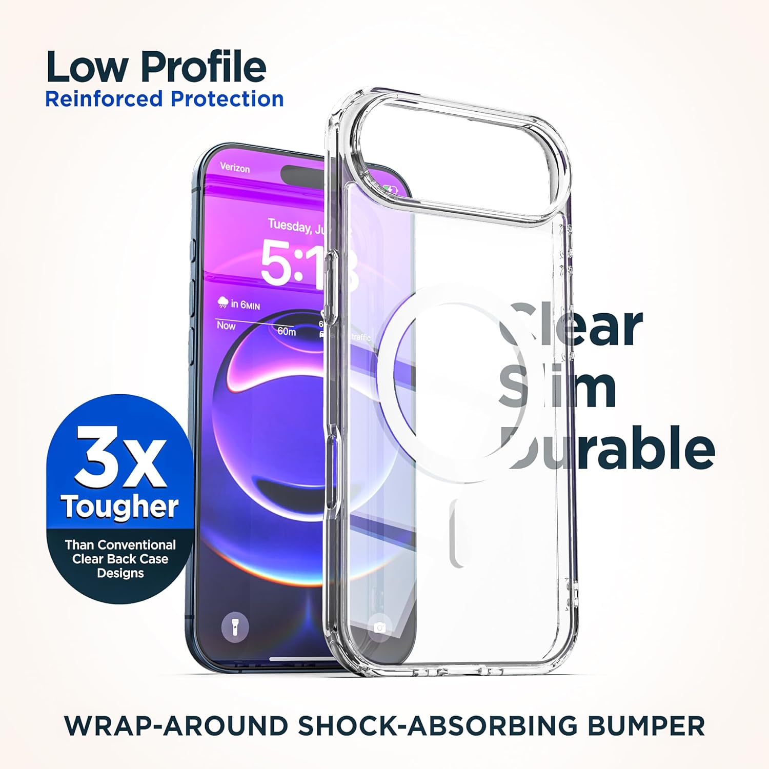 Encased Compatible with iPhone Air Belt Case with Phone Holster Clip, Compatible with MagSafe (Crystal Clear) - Image 4