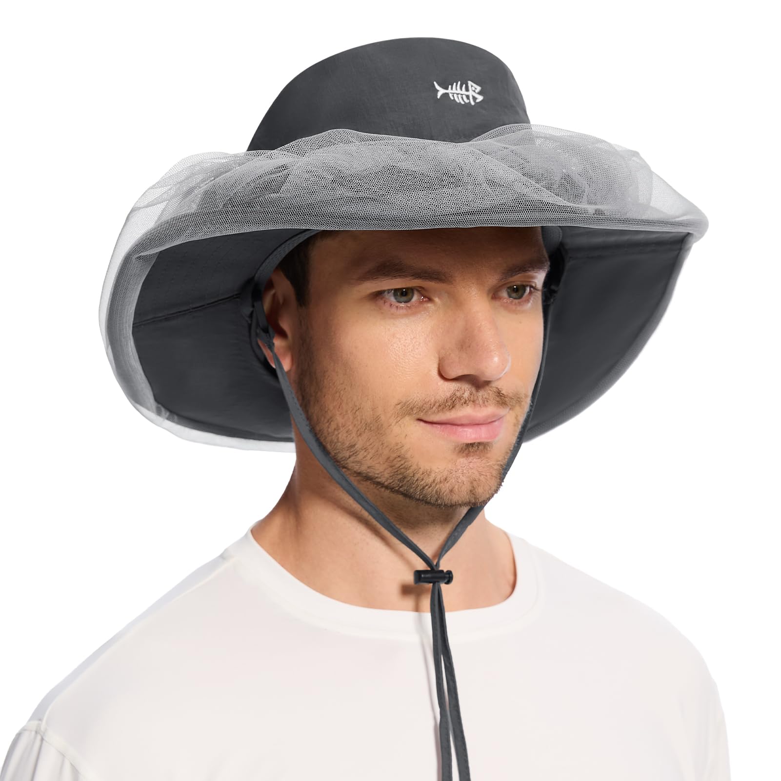 BASSDASH Unisex UPF 50+ Mosquito Net Hat with Neck Flap FH17