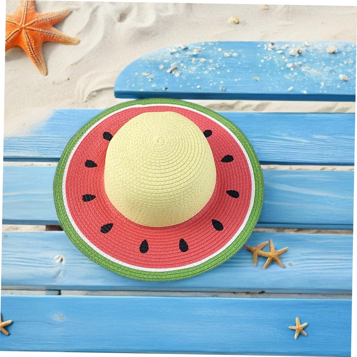 Hemobllo Sombrero Plegable y Transpirable ala Ancha Diseño de Sandía para Niña de Paja y Protección Solar Adecuado para Verano, Playa, Senderismo para Niños