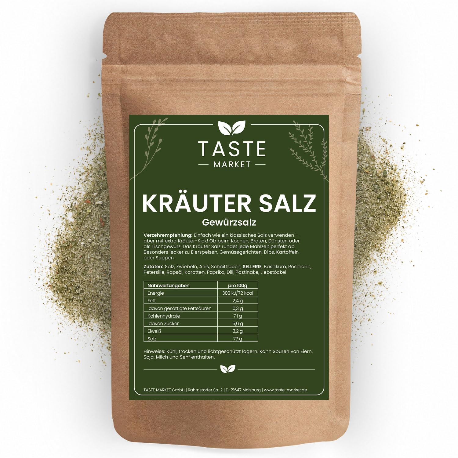 Kräuter Salz 10 kg Gewürzsalz mit Sellerie, Basilikum, Rosmarin & Petersilie – Perfekt für Suppen, Gemüse, Salate & mehr – Vielseitige Kräutermischung