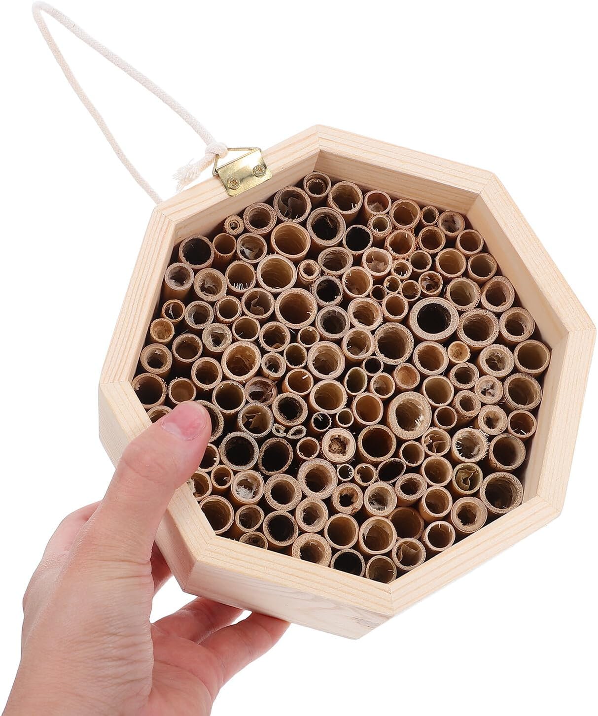 Wooden Insect Hotel Bee House for Garden Outdoor with Natural Wood Material Suitable for Butterflies Mason Bees and Pollinators Outdoor Shelter