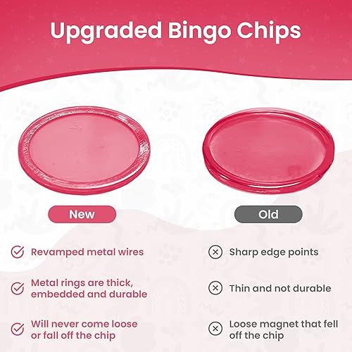 Miniatura 4 de MR CHIPS Varita magnética fabricada en Estados Unidos con 100 bingo Plus Extra Pink