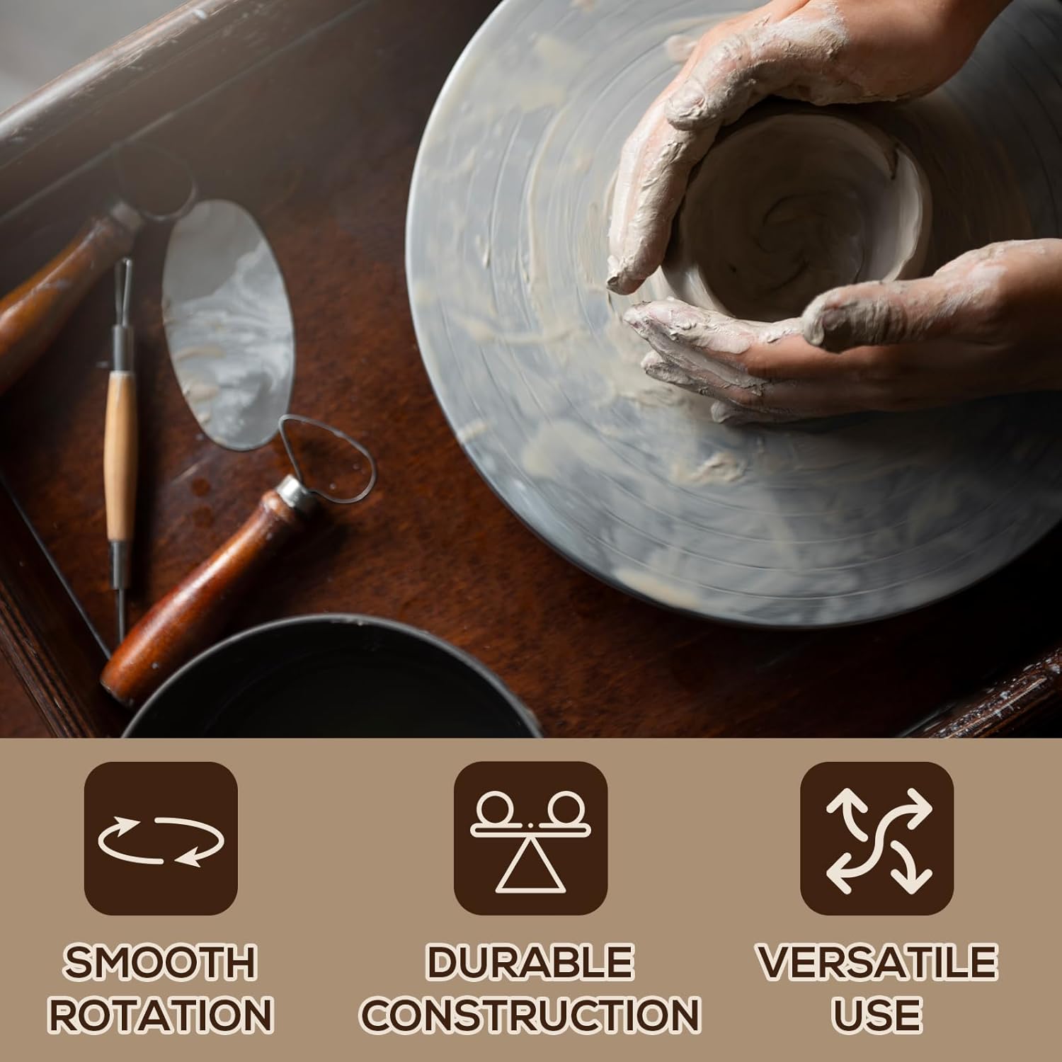 Falling In Art 7 Inch Pottery Wheel for Adults, Heavy Duty Metal Pottery Decorating Banding Wheel