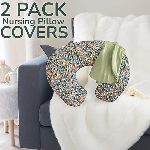 Miniatura 4 de Paquete de 2 fundas de almohada ultra suaves originales compatibles con Boppy para niños, fundas elásticas de almohada de lactancia para niñas,