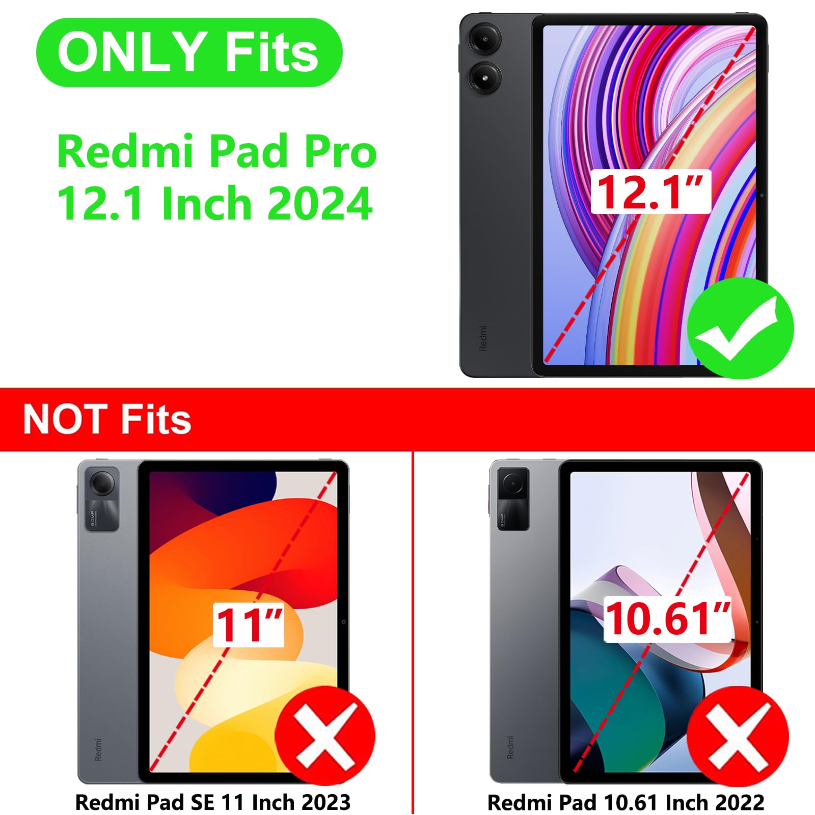 Vakarey Custodia per Xiaomi Redmi Pad Pro,Ultrasottile con Supporto Cover Tablet per Redmi Pad Pro 12.1 Pollici 2024,Nero