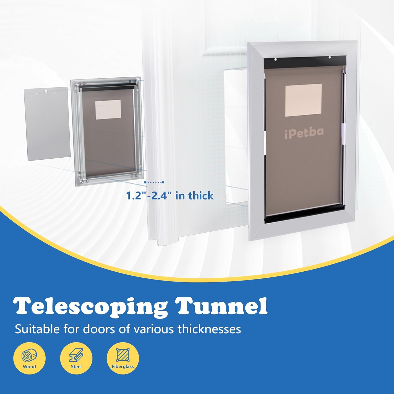 XL Dog Door for Door - Aluminum, Lockable for Safety, Easy in & Out, Extreme Weather Resistant, Up to 220 lbs