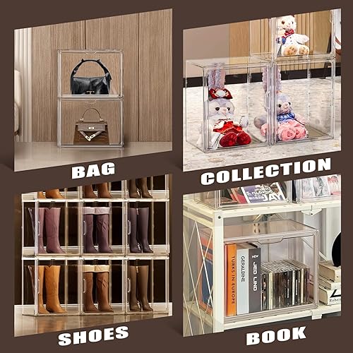 Miniatura 6 de DAYOOH Caja de zapatos de acrílico grande apilable de plástico transparente para armario, caja de almacenamiento de zapatillas, bolsa de exhibición