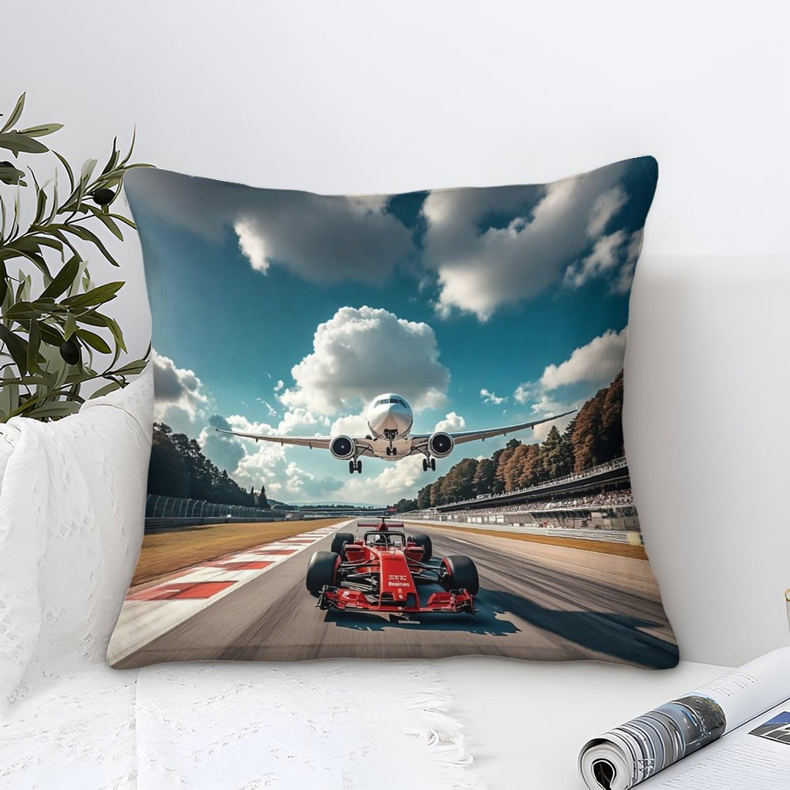 3U6C4M9K Formulaa Racing Throw Pillow Cover 50x50cm, Rectangle Pillow Cases Home Decorative Microfiber Racing Car Cushion Cover for Bed Sofa
