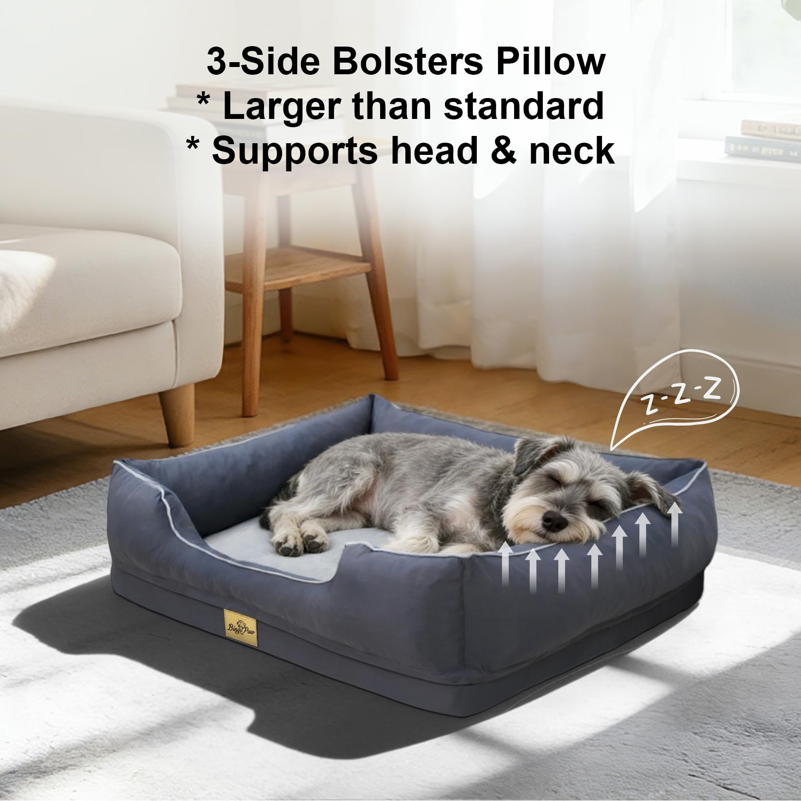 Panier Chien Moyen Taille Orthopédique: Coussin Déhoussable et Lavable en Machine pour Chiens, Mémoire de Forme Canapé Lit Anti-dérapant et Ultra Doux, Gris 77x63x18cm