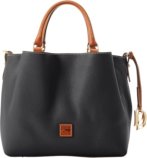 Dooney & Bourke Pebble Grain Leather Satchel Bag with Top Handles & Crossbody Strap