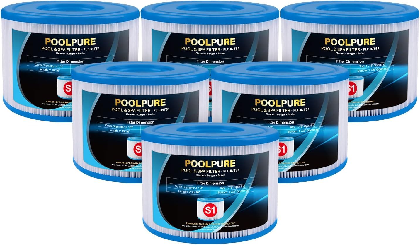 POOLPURE Filtro de bañera de hidromasaje, 29001E, Filtro PureSpa Tipo S1, Filtro de SPA 11692, Cartuchos de Piscina fáciles de Instalar, reemplazos para Varias Bombas de Piscina PureSpa, 4.2 x 2.8