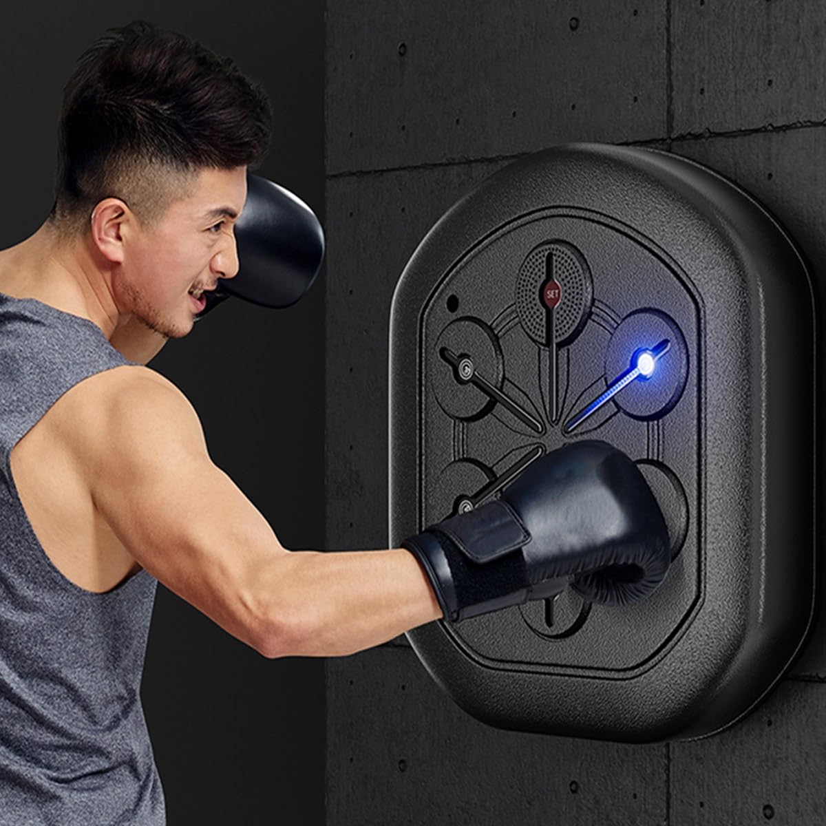 Máquina de boxeo inteligente para interiores que se puede conectar a una máquina de boxeo con música Bluetooth y carga USB, almohadilla de boxeo con música electrónica para entrenamiento en casa