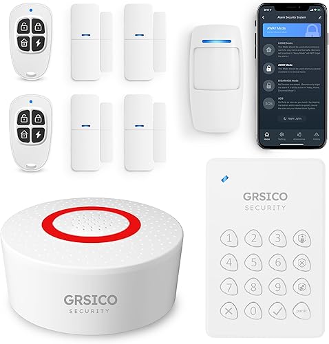 Sistema de alarma inalámbrico de 9 piezas, sistema de alarma WiFi para seguridad del hogar con alerta de aplicación de teléfono (sirena de alarma,