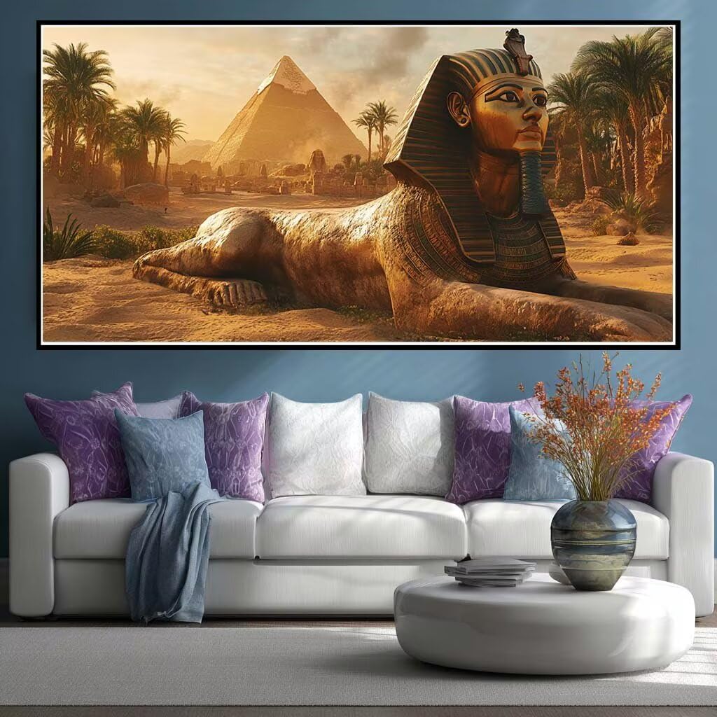 Wangllpgy Square Diamond Diamond Painting Kits For Adults Large, 5D Diy Egypt Diamond Art Kits Adults Square Drill Large Dimond Art Sphinx Crystal Cross Stitch Gem Arts For Wall Decoration 200X100cm/78.7X39.4 Inch (Wl530)