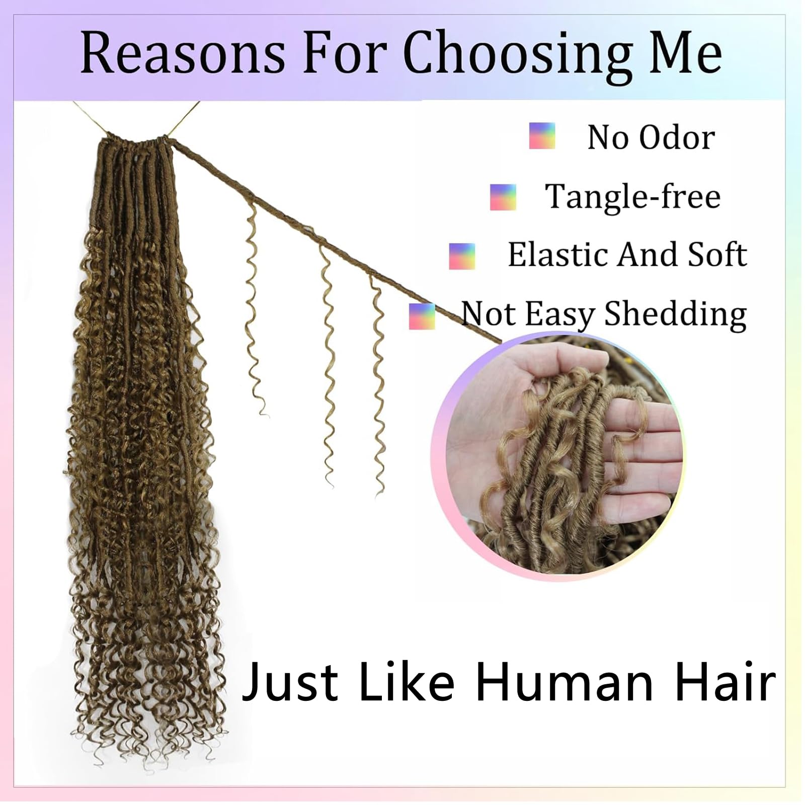 Enbeautiful Boho Faux Locs Crochet Hair 24 Inch 9 Packs Blonde Pre-Looped Goddess Locs with Curly Ends - Image 2