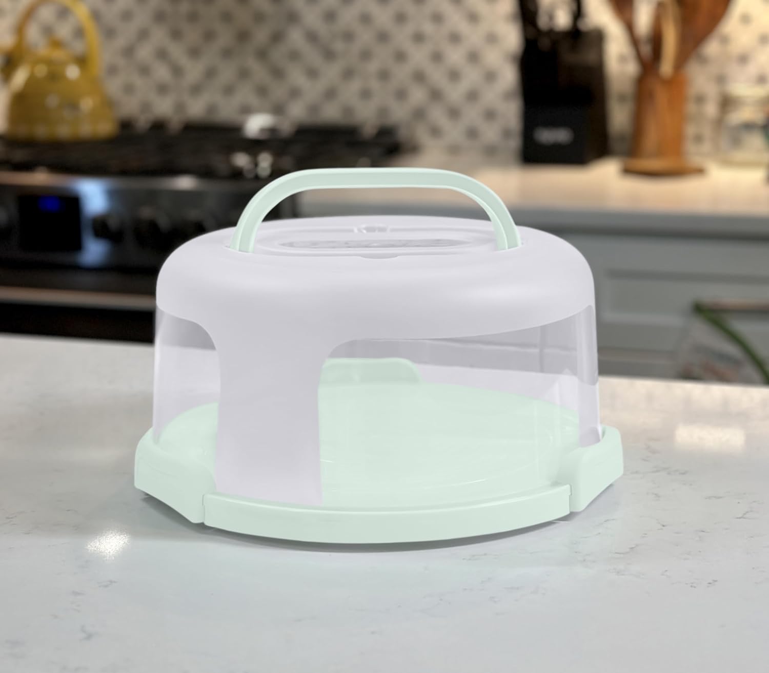 Kivi Cake Carrier with Lid and Handle – Practical Cake Holder with Lid and Sturdy Clamps – Multipurpose Cake Container 10 Inch - Cupcake Carrier fits 11 Cupcakes - Dishwasher Safe