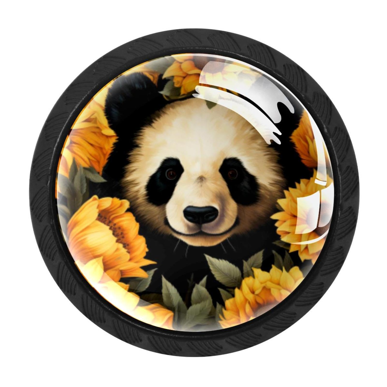 Chenzzzz Multicolored 06 Panda Sunflower Cabinet Knobs 4 Pieces Drawer Kitchen Cabinets Dresser Cupboard Wardrobe Unique Pulls Handles
