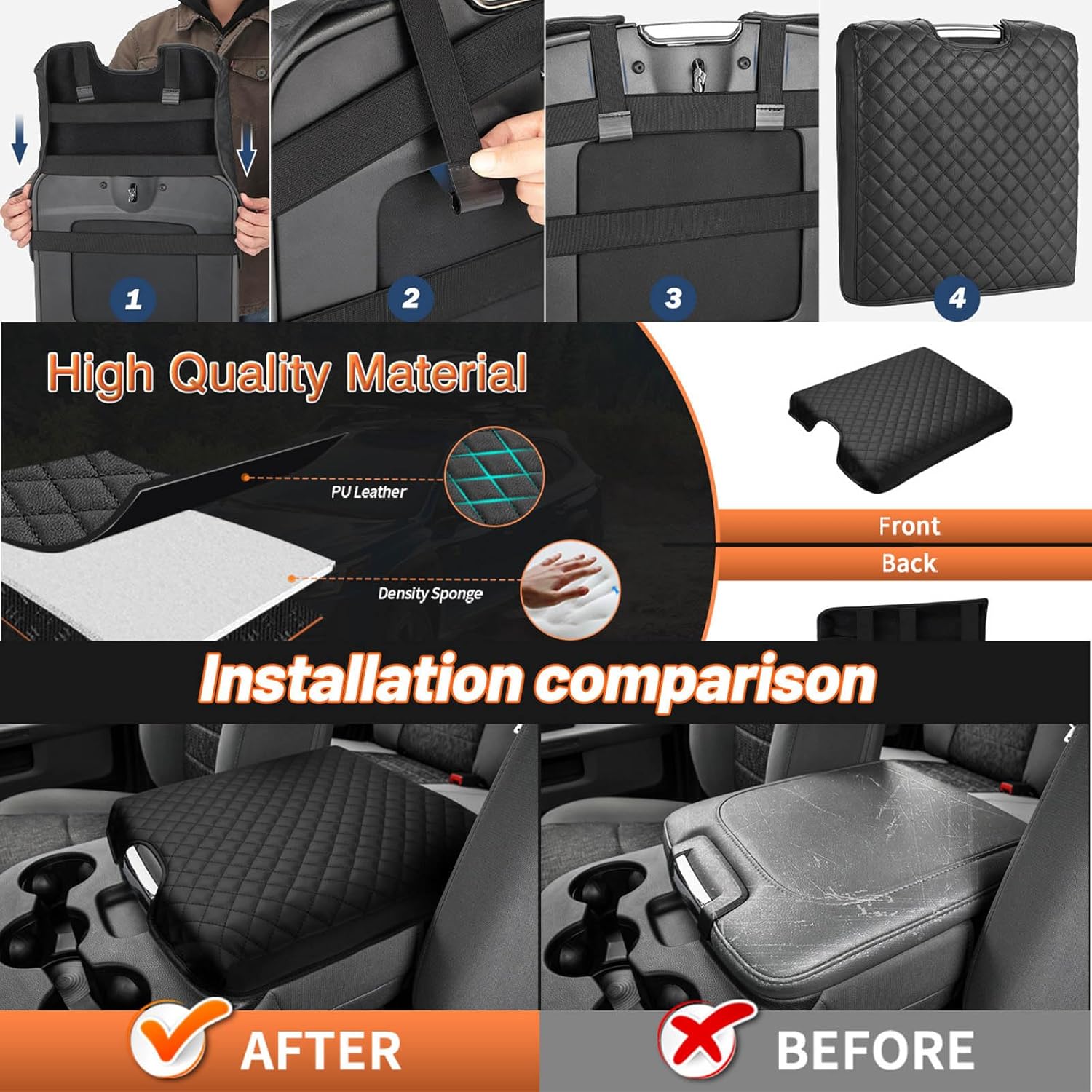 Thickened Armrest Mat Not Scratch Surfaces Easy Maintenance Strong PVC Truck Console Accessories for Vehicles Use Strong PVC Truck Console Accessories