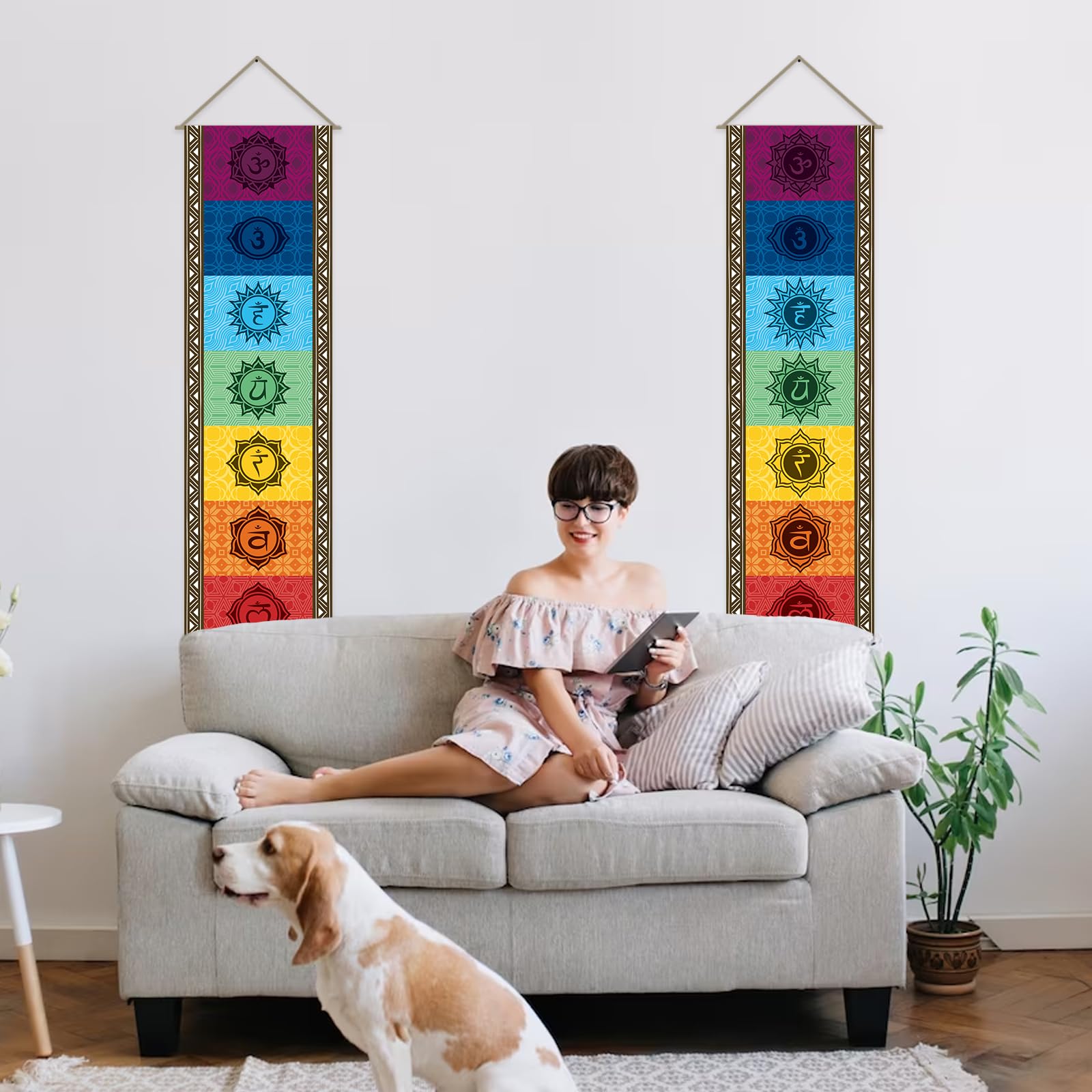CoolChange Tapiz de pared para yoga, 130 x 145 cm, con chakras budistas