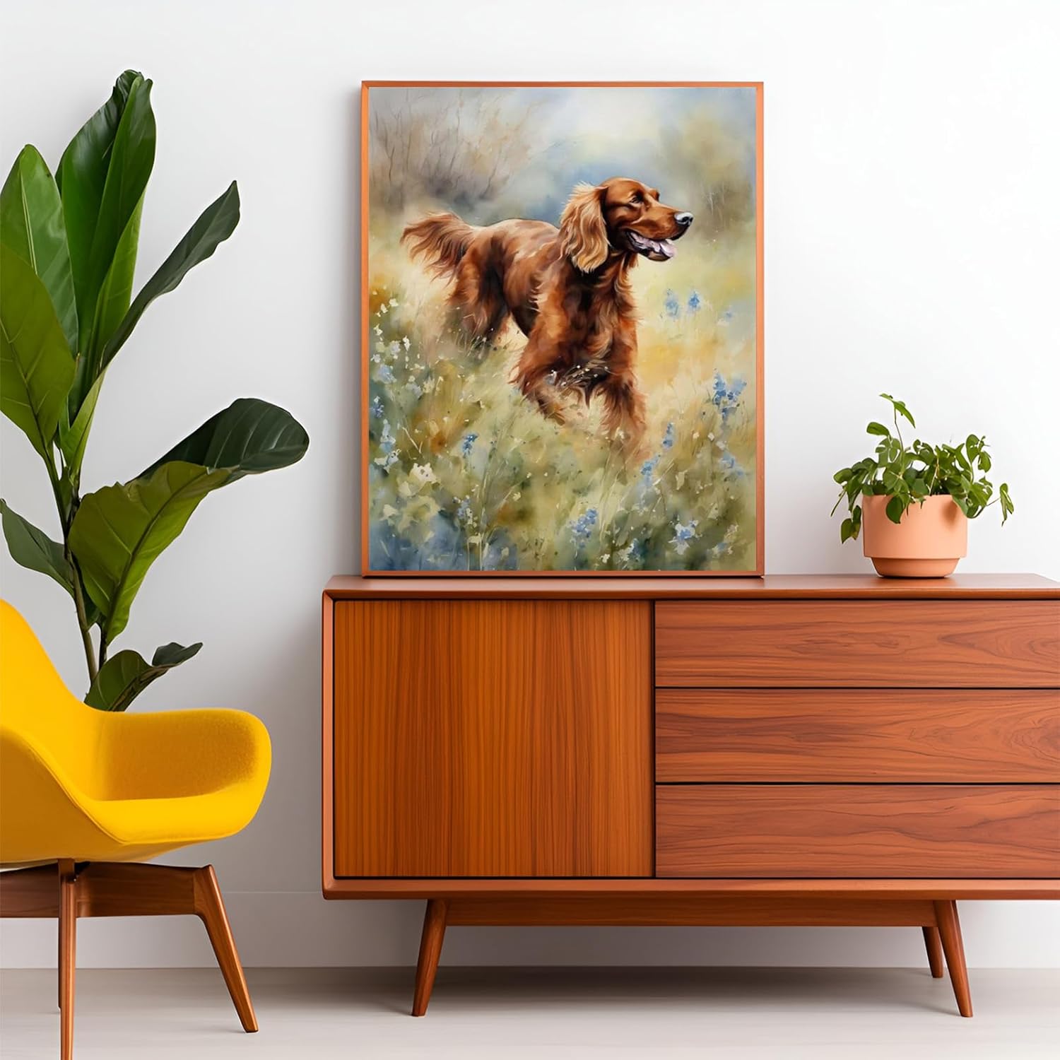 OKSGYTA Paint by Numbers for Adult Irish Setter Dog on Grass DIY Canvas Oil Painting Kit for Adults with Paintbrushes Drawing Paintwork, 40x50cm, Without Frame