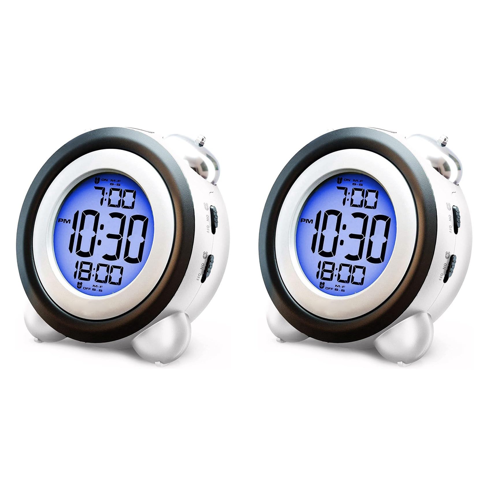 Reloj despertador digital de doble alarma y pantalla con fecha y hora