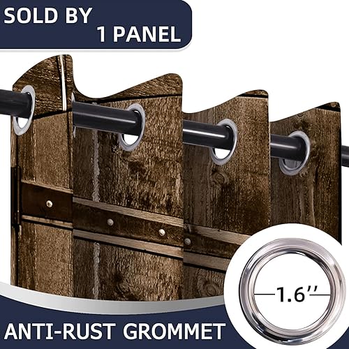 Miniatura 4 de Cortinas de puerta de madera de granero para puertas, arte rústico de pueblo antiguo, cortina opaca para armario de dormitorio de niños, aislamiento