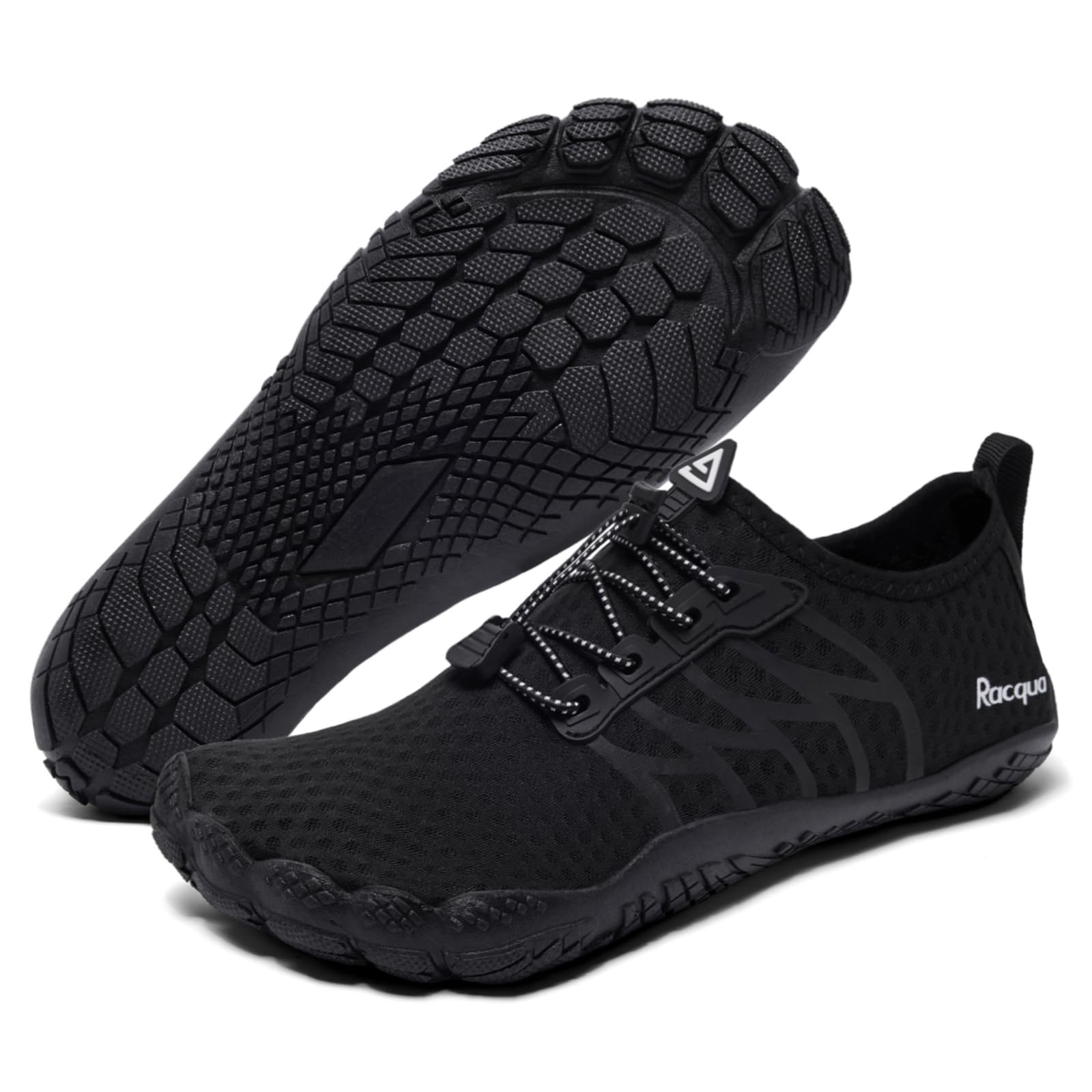 Racqua Water Shoes Lightweight Quick-Dry Swim Shoes Breathable Beach Shoes Barefoot Aqua Outdoor for Men Women Black 10 Women/9 Men