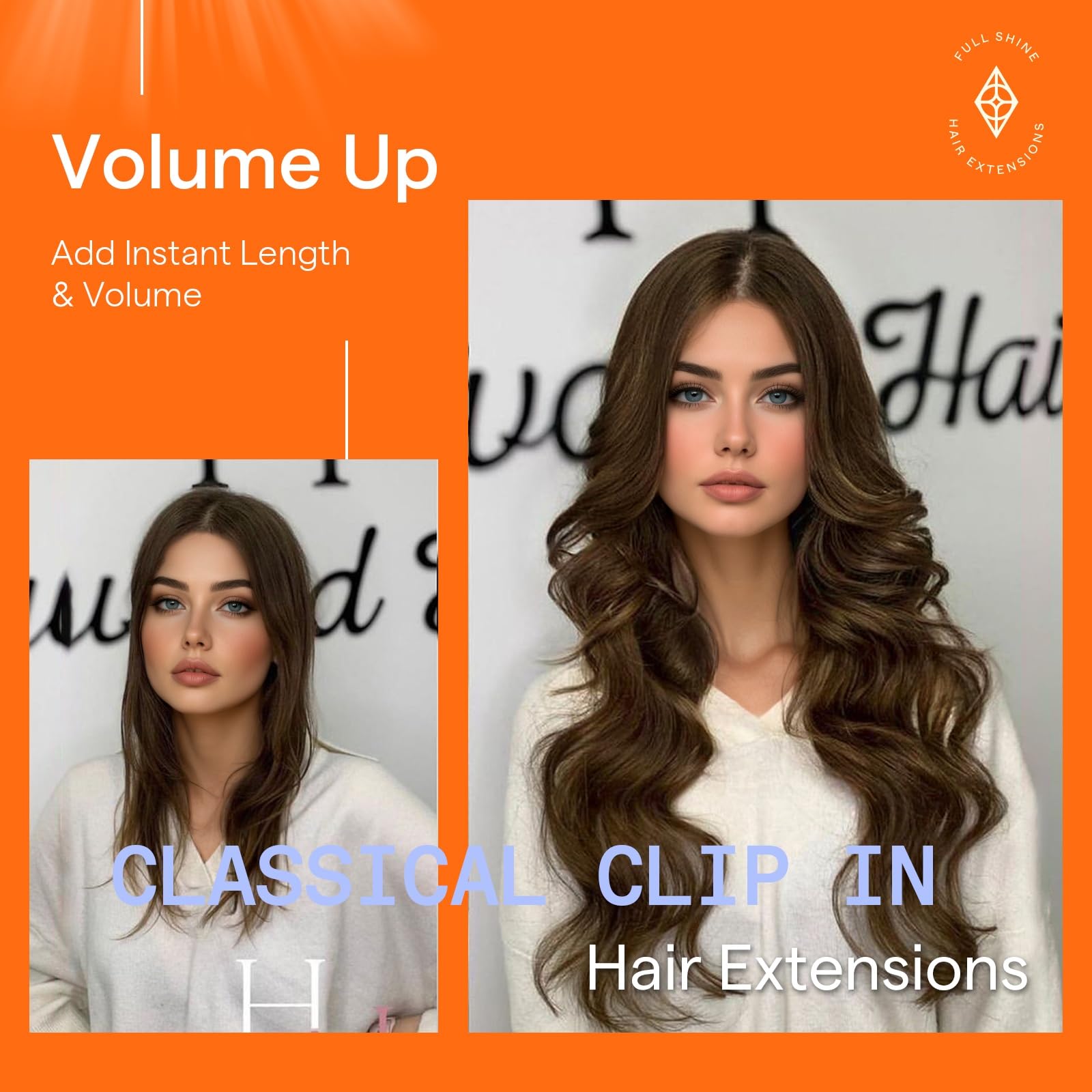 ✨24” MEDIUM BROWN 1 PEICE FULL HEAD UPART CLIPINS✨ THICK One Piece Clip In 100% Real Human Hair Extensions 3/4  main image 3