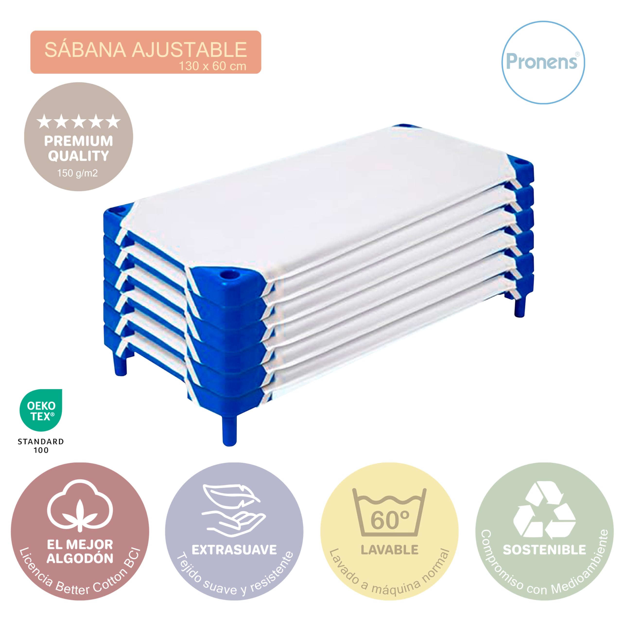 Sábana Bajera Ajustable para Hamaca guardería 130x60 cm – Máxima higiene y Confort Infantil – Fácil colocación con Gomas elásticas – Tejido Suave y Resistente – Nombre Bordado Personalizable