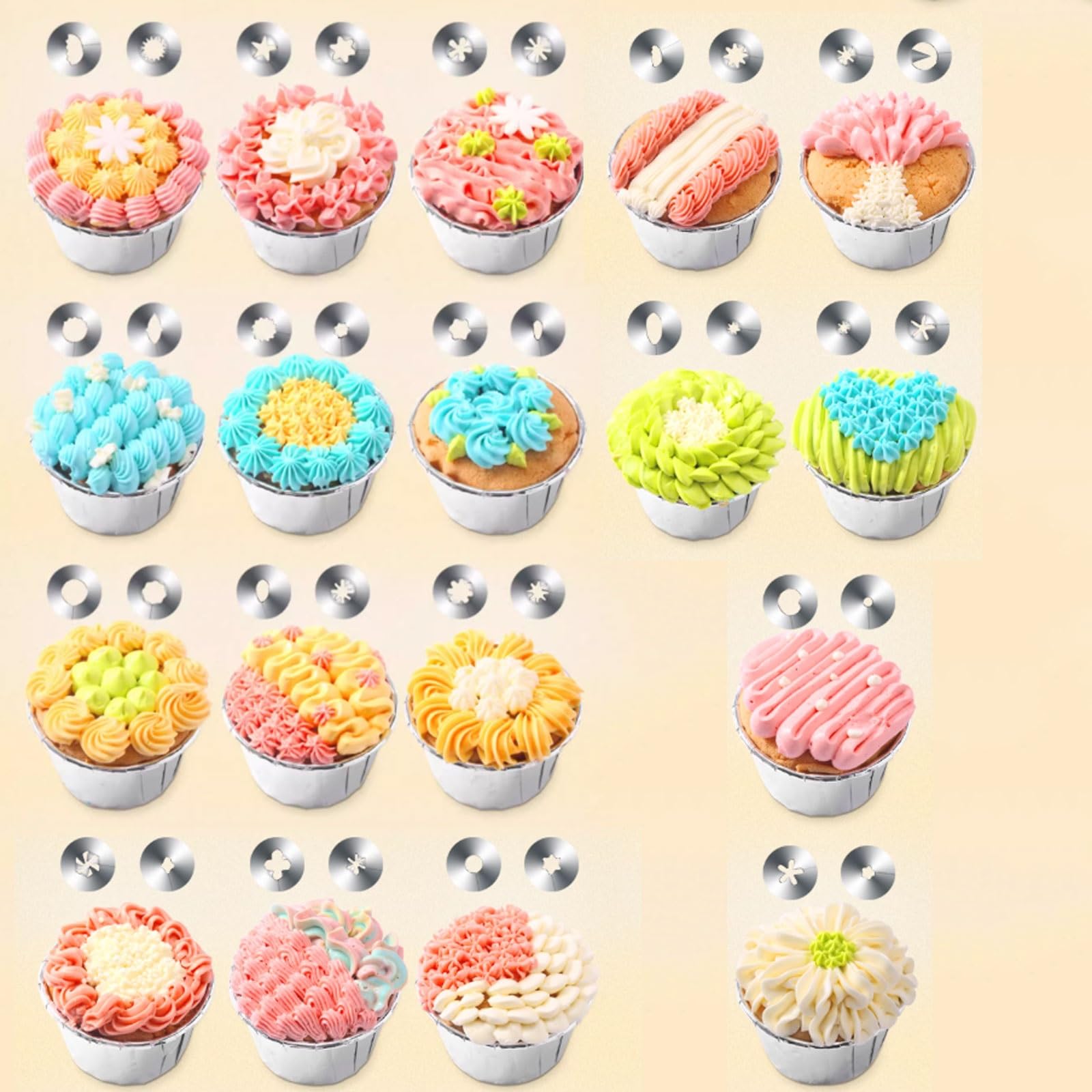Juego de decoración Pasteles 56 Piezas, Puntas for tuberías Frijoles fundidos, boquillas for Crema con Caja Almacenamiento, Herramientas for Hornear Galletas y