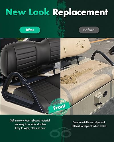 Miniatura 4 de SCITOO Conjunto de respaldo de asiento delantero para carrito de golf EZGO TXT 1994-2013, cojines de repuesto estilo fábrica, color negro