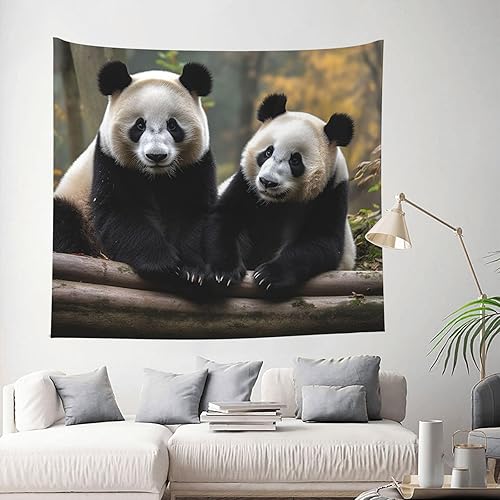 Miniatura 6 de GFLFMXZW Tapiz de dos pandas grandes para colgar en la pared de la sala de estar, tapiz de pared para dormitorio, decoración de pared estética,