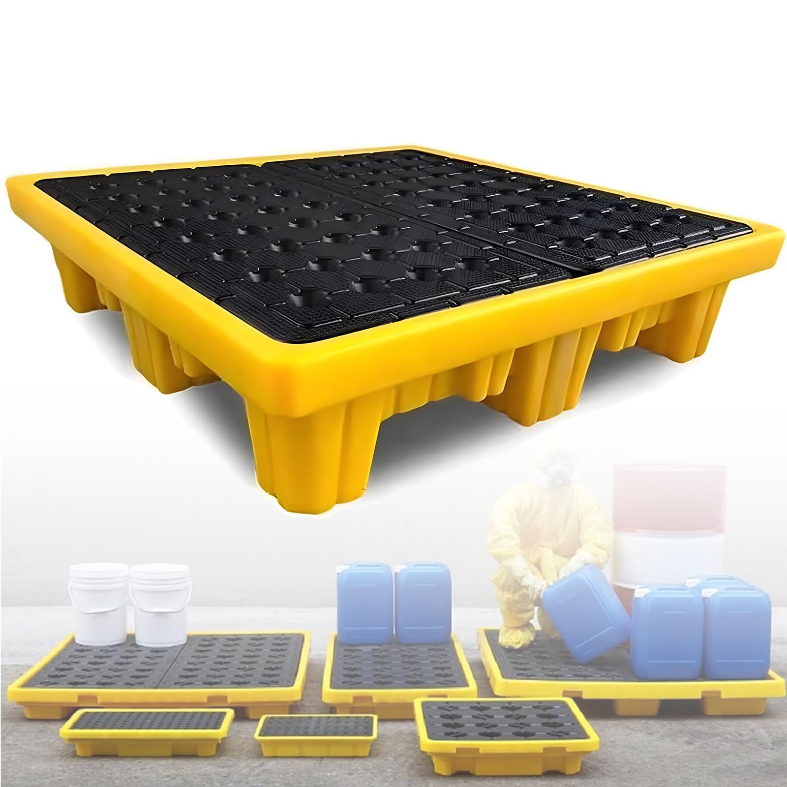 Genérico Plataforma Modular para Fugas/Almohadillas de Rejilla. Plataforma de contención de derrames antifugas con desagüe extraíble, Esencial para la Seguridad Industrial, la Limpieza de Materiales