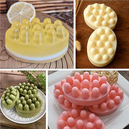 Miniatura 5 de SJ - 2 moldes de silicona para jabón en barra de masaje para hacer jabones, hechos a mano, antiadherentes y sin BPA (azul y verde menta)