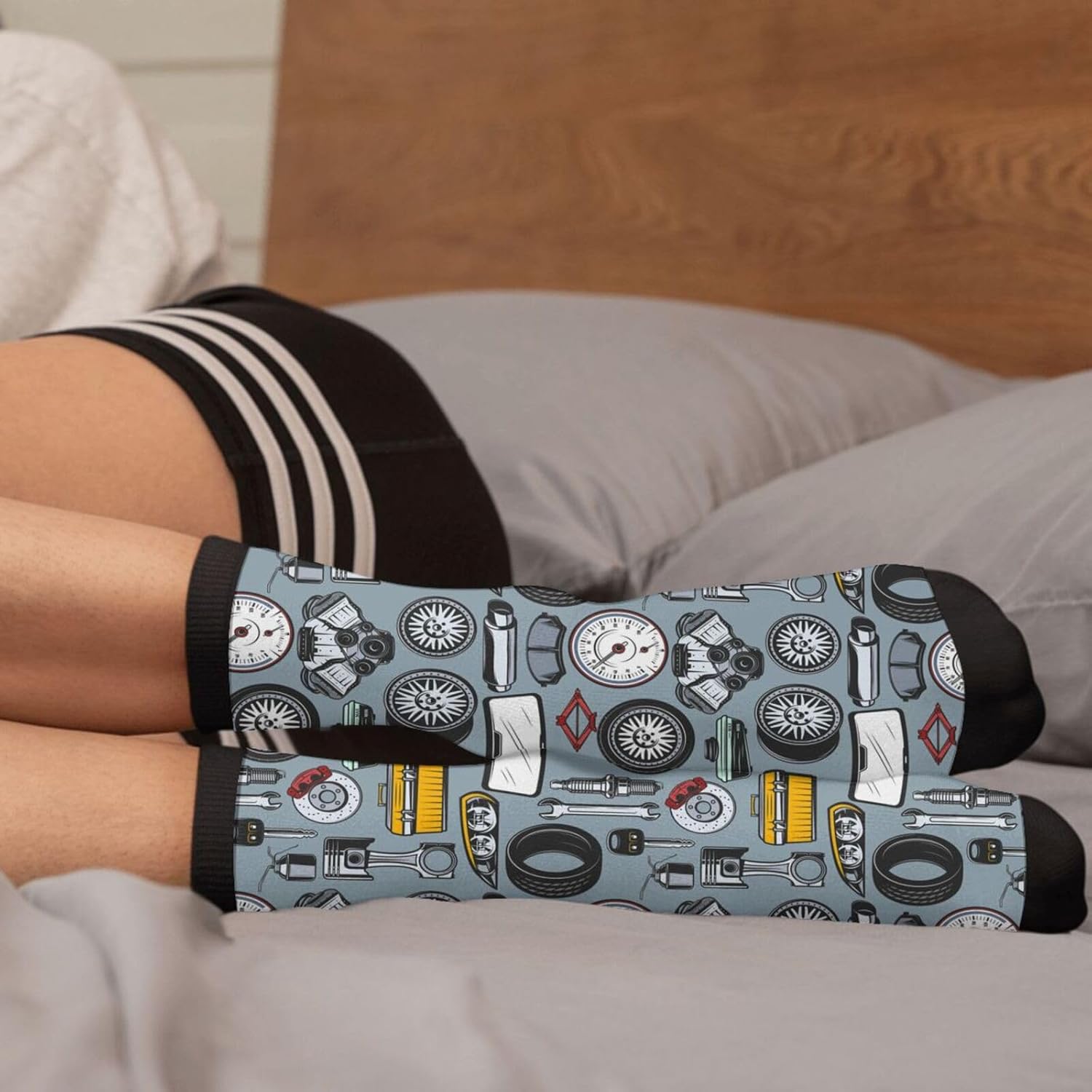 Car Mechanic Novelty Crew Socks Casual Crazy Funny Dress Socks For Women Men Teens Gift - Image 4