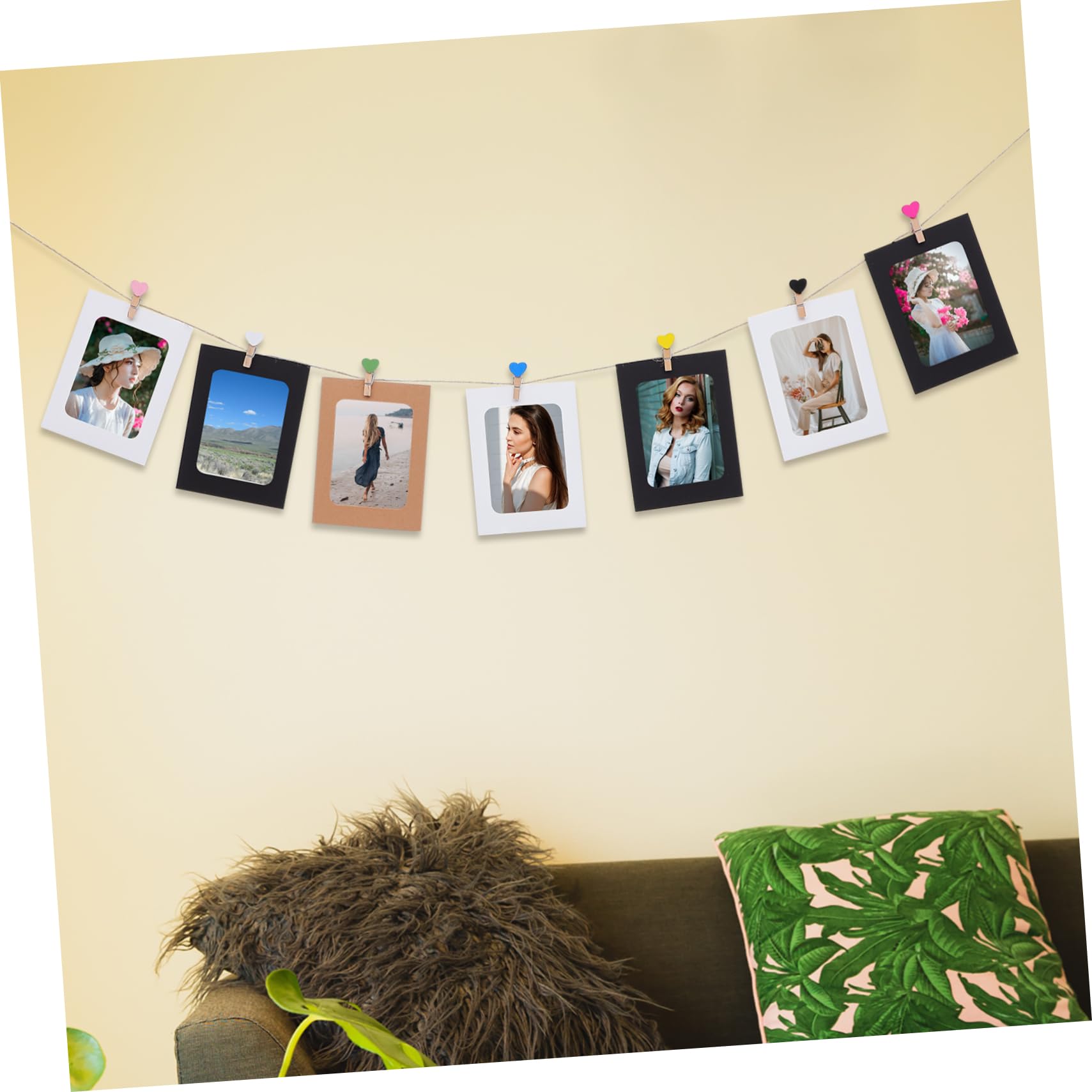 Guirlande à Photos Avec Clips – Bannière Déco Murale Pour Fête, Anniversaire, Souvenirs (environ 15,5x11,3 Cm)