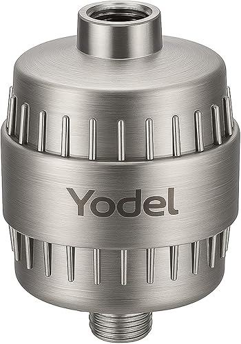 Yodel Filtro de ducha de níquel cepillado, filtro de cabezal de ducha para agua dura, suavizante de agua para eliminar el cloro y el flúor, mejorar