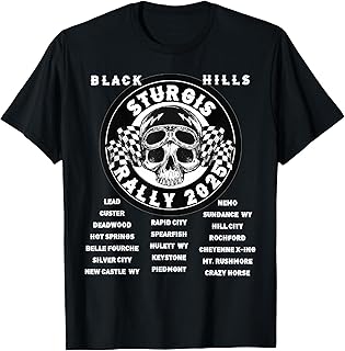 Sturgis 2025 Motorcycle Rally Black Hills Biker Skull Ride T-Shirt
