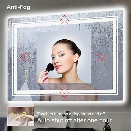 Miniatura 5 de Espejo LED de baño 24 x 36 pulgadas con luces delanteras y retroiluminadas espejo de tocador iluminado frontal antiniebla montaje en pared luces