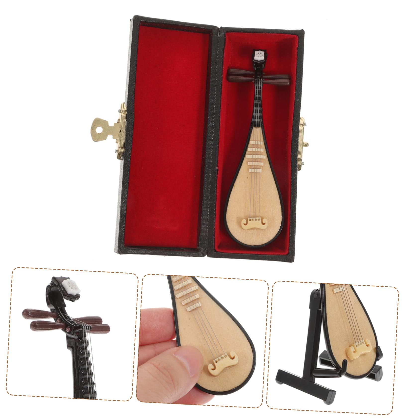 Mini Riproduzione di Liuto Pipa in Legno e Plastica, Decorazione Fotografica Compatta e Leggera per Arredamento Casa e Ufficio