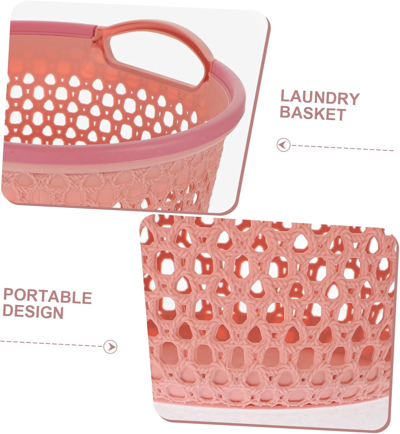 Hollow Laundry Basket with Handle Medium Sundries Organizer Lightweight Portable Storage Bin for Clothes and Household Use Reusable PP Material