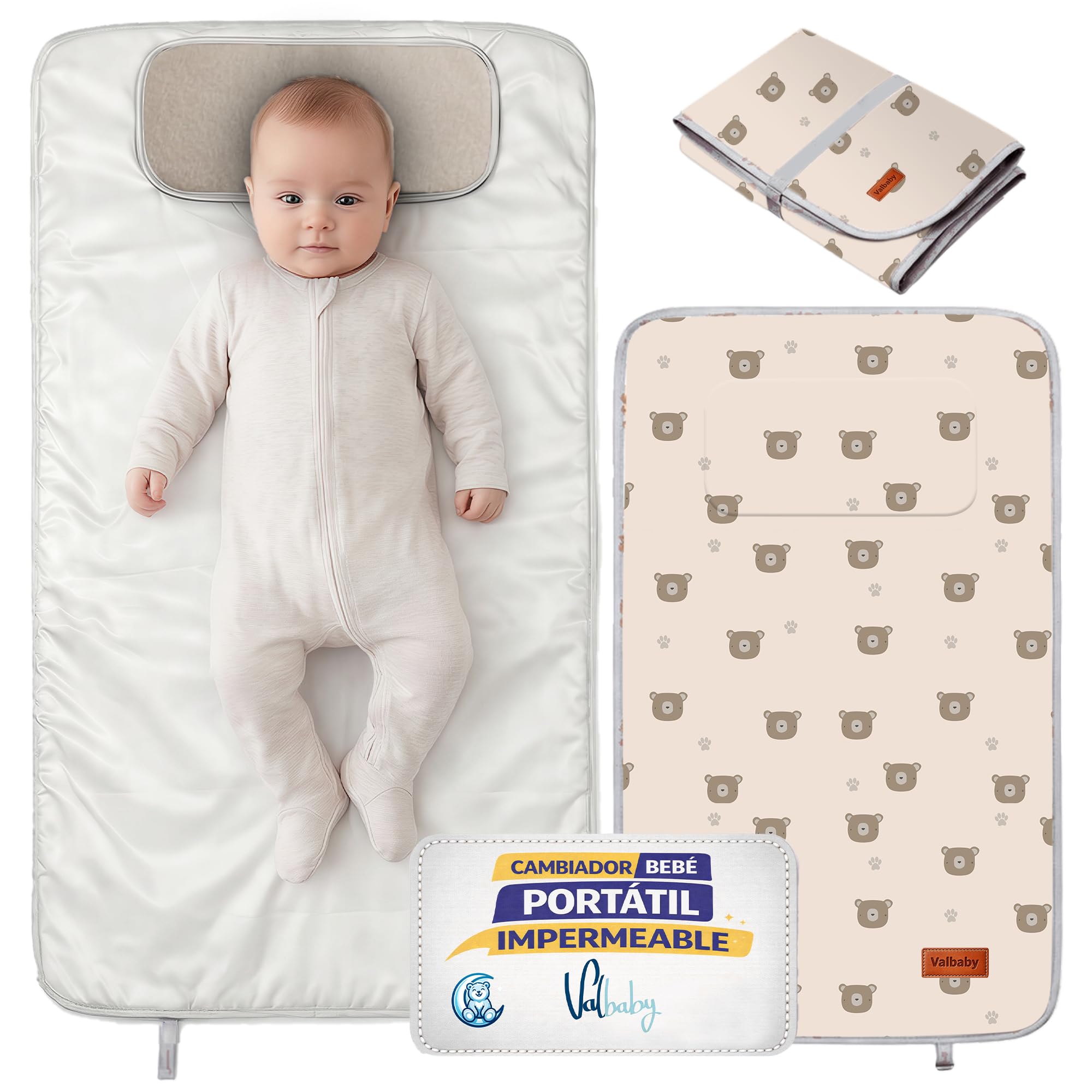 Cambiador Bebe Portatil Impermeable Plegable Acolchado Lavable de Flores para Casa Fuera o Viaje Regalo Recien Nacido Cosas Accesorios Niño Niña Muda Fraldas para Pañales Changing Mat Baby Valbaby — view 7