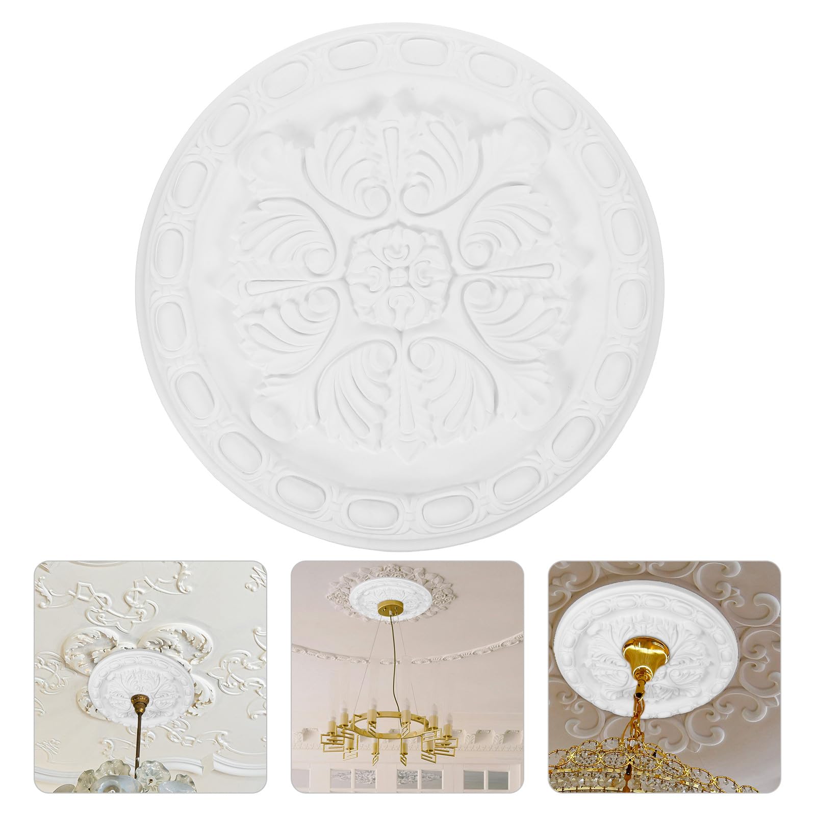 Toyvian Medaglione da Soffitto Migliora L'estetica del Soffitto Design Tradizionale Elegante in Poliuretano Bianco e Supporta Lampadari Decorativi per Soggiorno e Camera da Letto