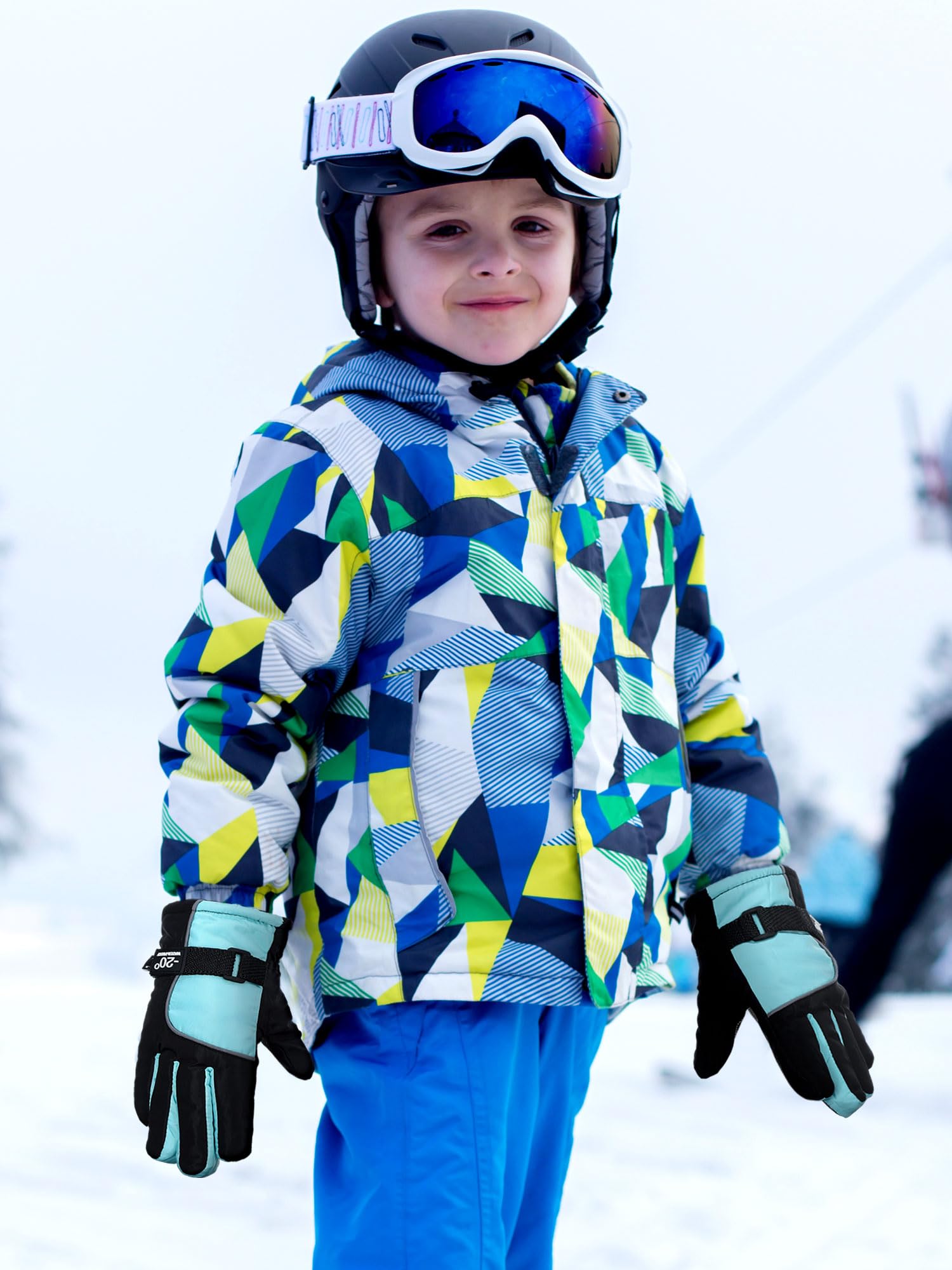 Bencailor 6 Paar Winterhandschuhe für Kinder, wasserdicht, Jungen, Schnee, Ski-Handschuhe, Mädchen, warm, winddicht, Fäustlinge für Kinder im Freien (grün, pfirsichrosa, beige, hellrosa, hellviolett