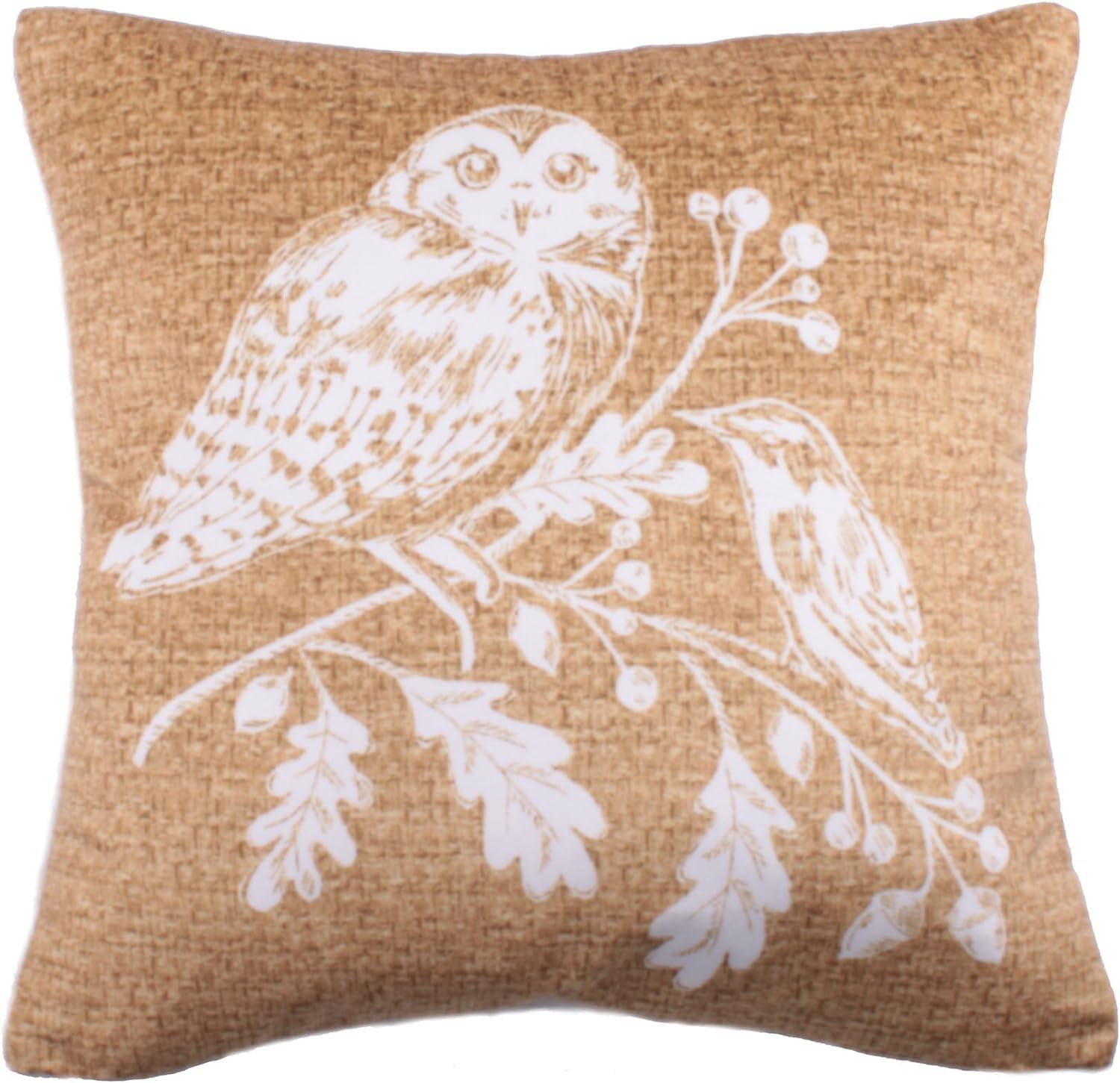 Dreams & Drapes Ochre Lodge - Woodland Owls - Velvet Cushion Cover - 43 X 43Cm In