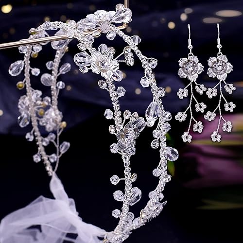 Miniatura 3 de ULAPAN Diademas de boda con flores, tocados de novia con diamantes de imitación para el cabello, accesorios para el cabello para niñas y mujeres