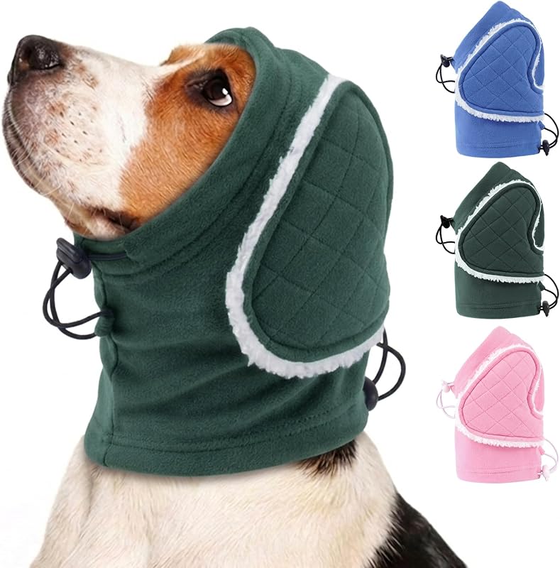 Protetor Auricular para Cães com Capuz, Acolchoado e Ajustável MORVIGIVE Verde, Tamanho L
