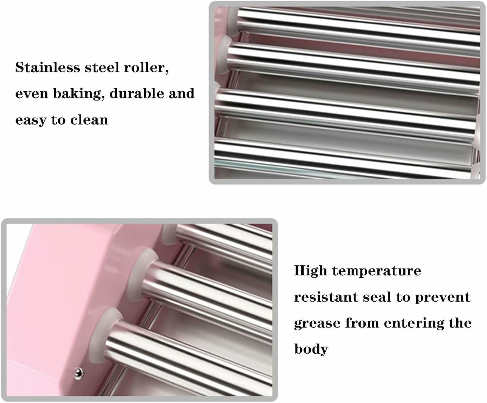 Máquina rodillo perritos calientes, mini máquina hacer salchichas parrilla doméstica de 300W con control de temperatura de 0-250 ℃, cocina parrilla encimera con 5 rodillos para salchichas green