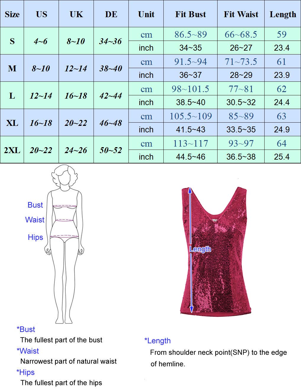 GRACE KARIN Donna Top Paillettes Canotta Elegante Scollo a V Camicia Senza Manica