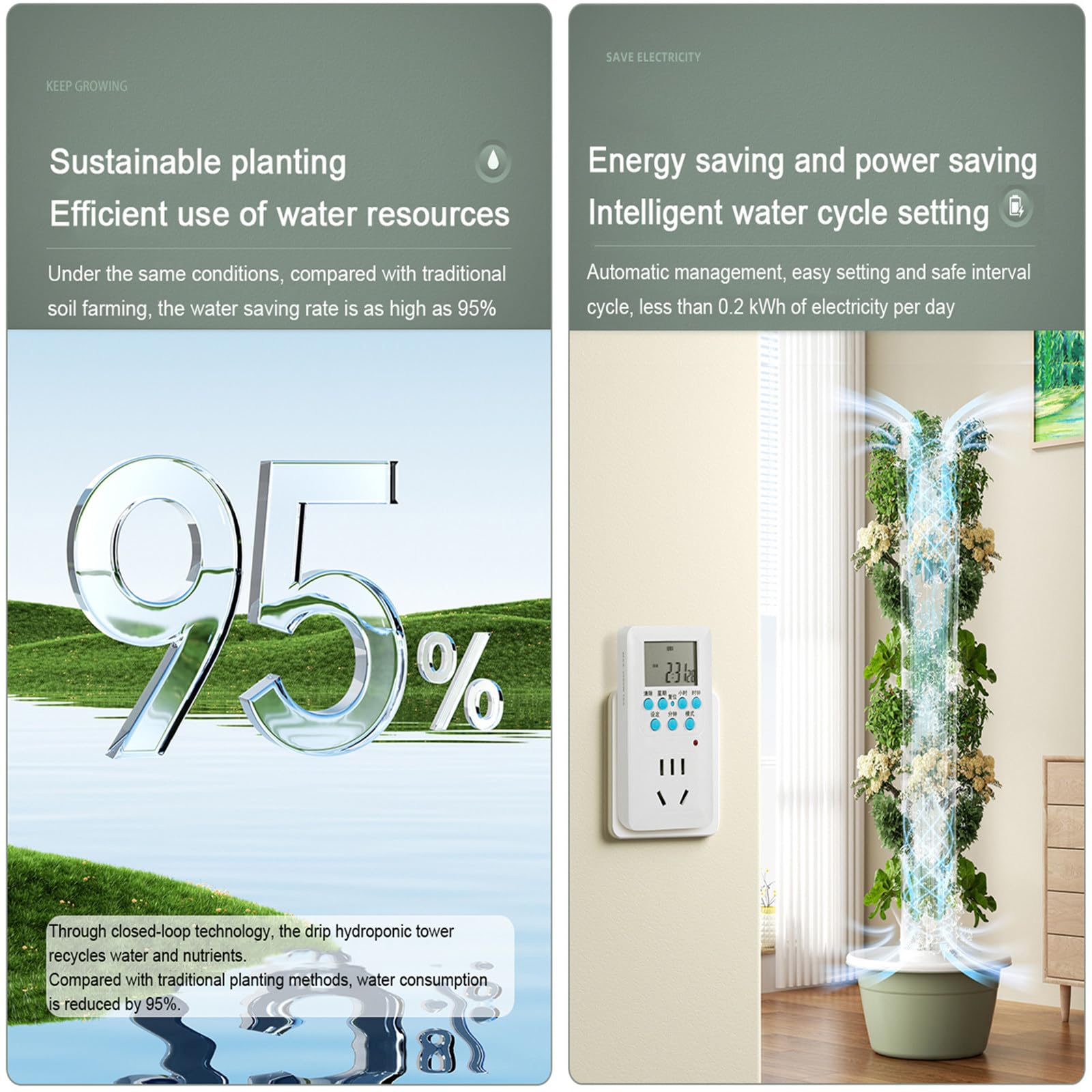 Zestawy do uprawy hydroponicznej, inteligentny zestaw do kiełkowania nasion 9Layer-Withlight | w ogrodzie, wieża warzywna z pompą, automatyczny system cyrkulacji wody, do ziół, owoców i warzyw